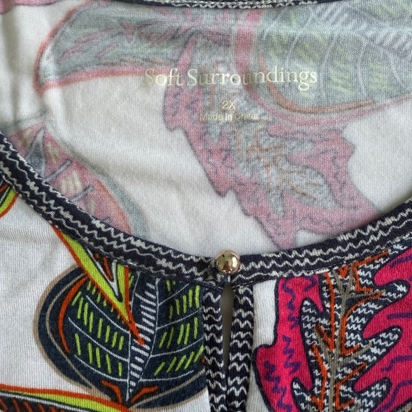 Soft Surroundings Womens Tigerwood Placed Print l Tunic Top 2X Tropical Summer - Picture 3 of 9